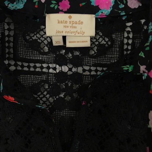 KATE SPADE GREENHOUSE LACE YOKE TOP XS - Picture 8 of 8